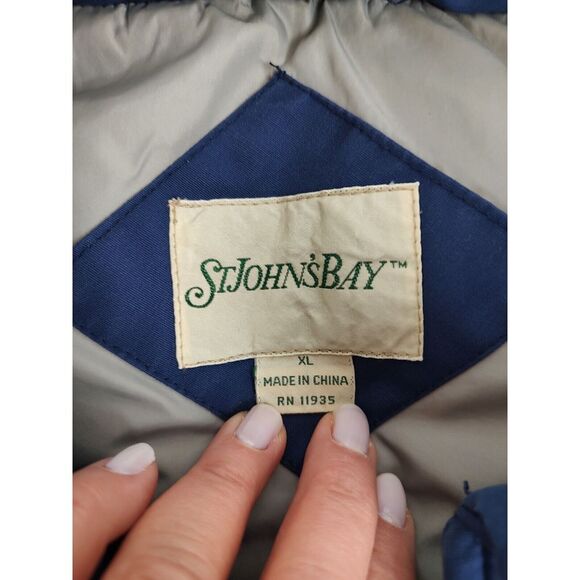 Vintage ST. JOHNS BAY MEN'S EXTRA XL 80% DOWN INSULATED BLUE PUFFER VEST - Picture 7 of 9